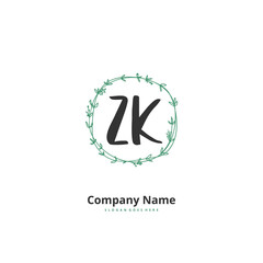 Z K ZK Initial handwriting and signature logo design with circle. Beautiful design handwritten logo for fashion, team, wedding, luxury logo.
