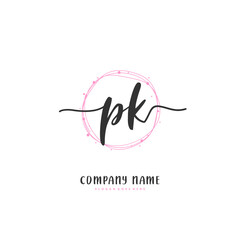 P K PK Initial handwriting and signature logo design with circle. Beautiful design handwritten logo for fashion, team, wedding, luxury logo.
