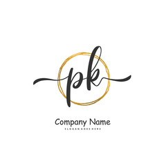 P K PK Initial handwriting and signature logo design with circle. Beautiful design handwritten logo for fashion, team, wedding, luxury logo.