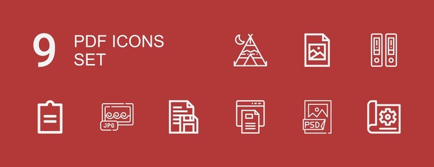 Editable 9 pdf icons for web and mobile