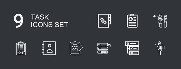 Editable 9 task icons for web and mobile