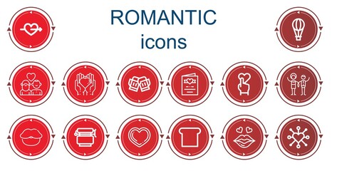 Editable 14 romantic icons for web and mobile