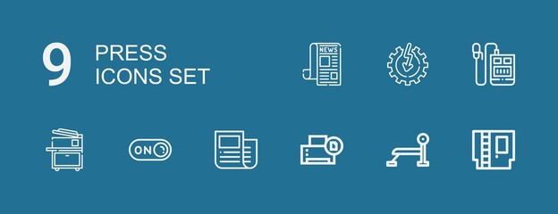 Editable 9 press icons for web and mobile