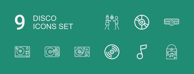 Editable 9 disco icons for web and mobile