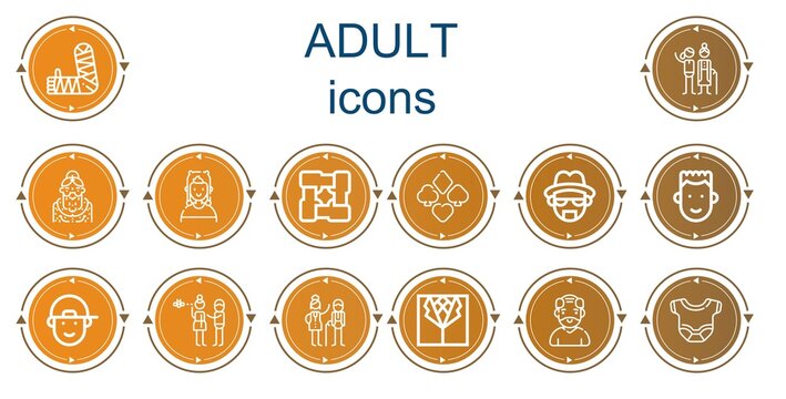 Editable 14 adult icons for web and mobile