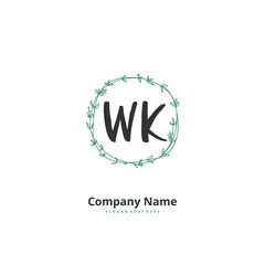 W K WK Initial handwriting and signature logo design with circle. Beautiful design handwritten logo for fashion, team, wedding, luxury logo.