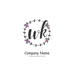 W K WK Initial handwriting and signature logo design with circle. Beautiful design handwritten logo for fashion, team, wedding, luxury logo.