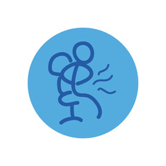 Stickfigure with stomach ache on chair block style icon vector design