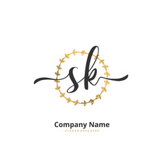 S K SK Initial handwriting and signature logo design with circle. Beautiful design handwritten logo for fashion, team, wedding, luxury logo.