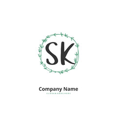 S K SK Initial handwriting and signature logo design with circle. Beautiful design handwritten logo for fashion, team, wedding, luxury logo.