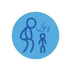 Stickfigure of parend and kid with fever block style icon vector design