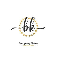 Fototapeta premium B K BK Initial handwriting and signature logo design with circle. Beautiful design handwritten logo for fashion, team, wedding, luxury logo.