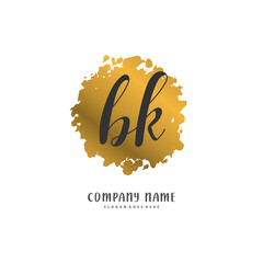 B K BK Initial handwriting and signature logo design with circle. Beautiful design handwritten logo for fashion, team, wedding, luxury logo.