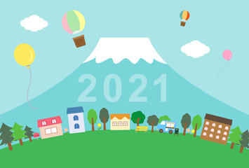 2021年 令和3年　年賀状素材　富士山