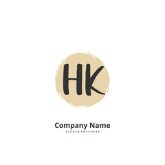 H K HK Initial handwriting and signature logo design with circle. Beautiful design handwritten logo for fashion, team, wedding, luxury logo.