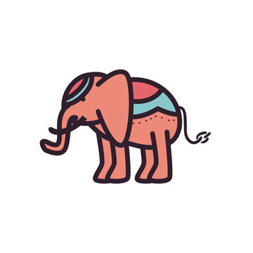 Indian elephant fill style icon vector design