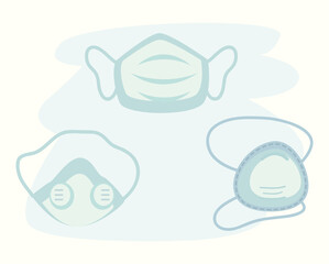 Medical white masks set vector design