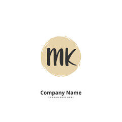 M K MK Initial handwriting and signature logo design with circle. Beautiful design handwritten logo for fashion, team, wedding, luxury logo.