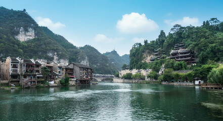 Fototapeta na wymiar Beautiful scenery of the ancient city of Zhenyuan