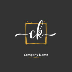 C K CK Initial handwriting and signature logo design with circle. Beautiful design handwritten logo for fashion, team, wedding, luxury logo.