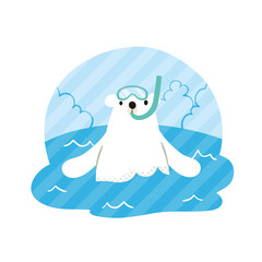 Obraz premium Polar bear summer swim 02