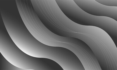 Wave abstract background design template in black and white color