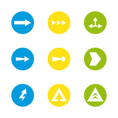 Arrows with differents directions block style icon set vector design
