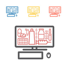 Pharmacy Online. Line icon. Ordering drugs. Vector signs for web graphics.