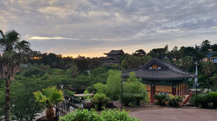 Obraz premium Templestay Yakcheonsa Temple in Jeju Island, where wishes come true
