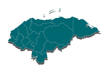 Obraz premium A Map of the country of Honduras, High detailed blue vector map, Honduras, Honduras map - blue geometric rumpled triangular low poly style gradient graphic background , polygonal design for your.