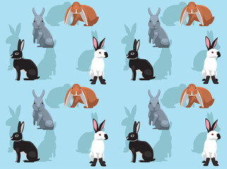 Various Rabbit Species Vector Seamless Background Wallpaper-01
