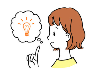 若い女性 横顔 ひらめき