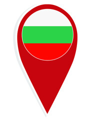 Bulgaria vector flag map location pin. 