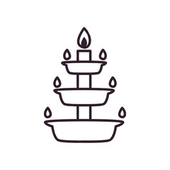Indian diwali candle line style icon vector design