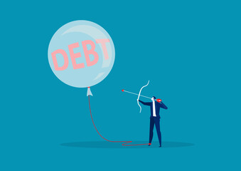 Obraz premium business Archery balloon debt metaphor of financial freedom. vector