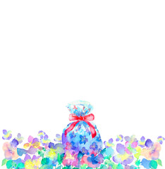 花　ビオラ　プレゼント　イラスト　背景　水彩