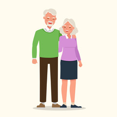Happy family grandfather and grandmother character vector design.