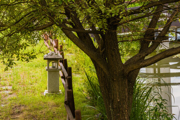 Concrete lantern in public park