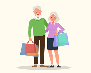 Happy family, couple shopping together character vector design.