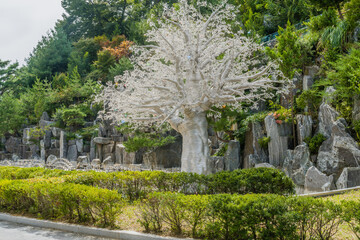 Silver tree in a public park