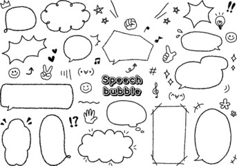 手描き風ふきだしセット（モノクロ）