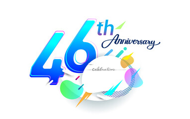 46th years anniversary logo, vector design birthday celebration with colorful geometric background, isolated on white background.
