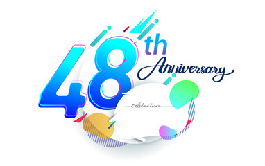 48th years anniversary logo, vector design birthday celebration with colorful geometric background, isolated on white background.