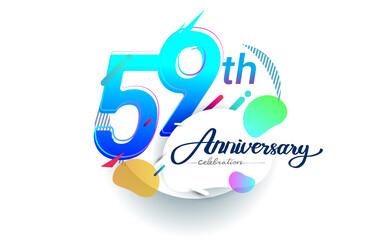 59th years anniversary logo, vector design birthday celebration with colorful geometric background, isolated on white background.