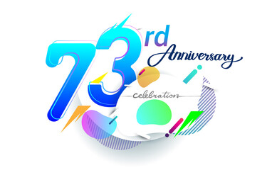 73rd years anniversary logo, vector design birthday celebration with colorful geometric background, isolated on white background.