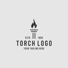 Initial Letter T Torch Fire Flame logo