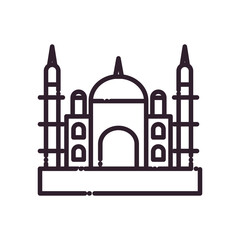 Indian taj mahal temple line style icon vector design