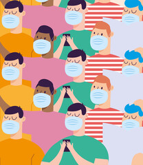 Men with masks background vector design