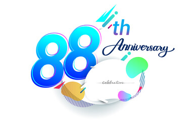 88th years anniversary logo, vector design birthday celebration with colorful geometric background, isolated on white background.