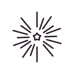 Celebration firework with star line style icon vector design